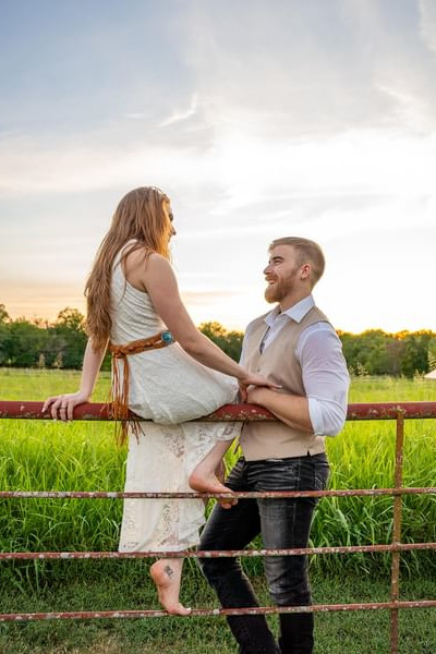 Bride and Groom in pasture at Civil War Ranch